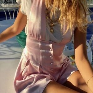 Vanessa Mooney Pink Satin Romper